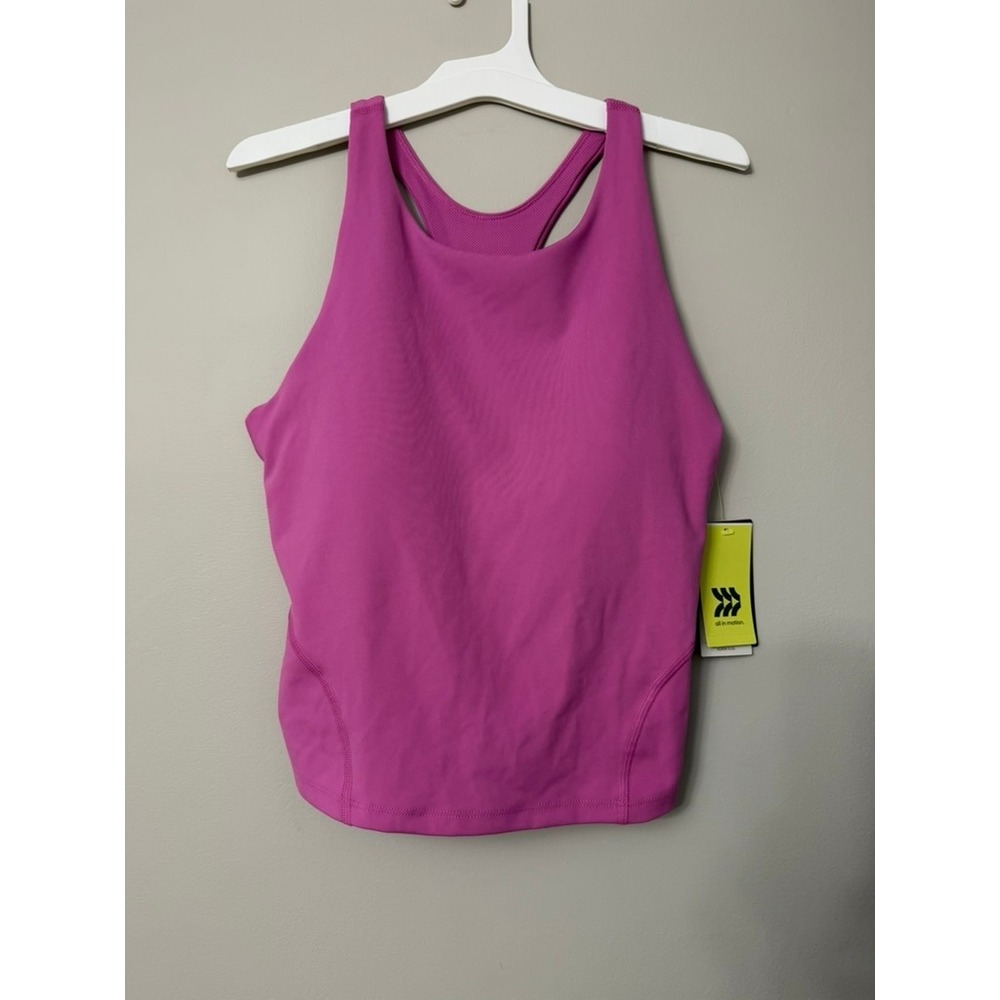 All in Motion Super Flex Tank Top Womens L Pink High Neck Racerback NWT
